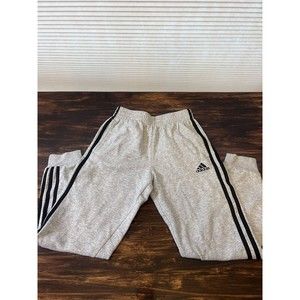 Adidas Sweatpants Track Pants Size M Youth Boys 10/12 Gray Blue 3 Stripe Used